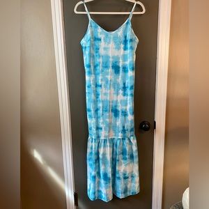 Turquoise Blue Tie Dye Maxi Dress
